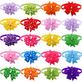 Pet Bow Tie Bow Dog Cat Headdress Solid Color Wave Point Hexagon