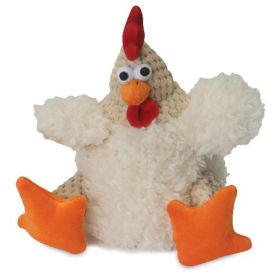 goDog Checkers Rooster with Chew Guard Technology Tough Plush Dog Toy White Small