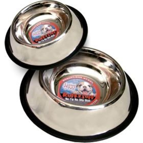 Loving Pets Traditional No-Tip Stainless Steel Dog Bowl Silver 96 Ounces